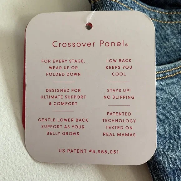 Isabel Maternity Shorts Size 8 Blue Jean Maternity Shorts Crossover Panel NWT - Picture 9 of 12